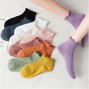 Ruffle ankle socks ribbed solid color 10 pair bundle pack